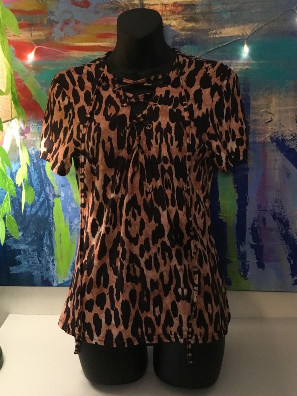 CBR Lace Up Leopard Print top Size Medium